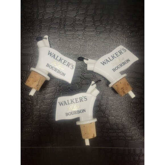 Vintage Walker Bourbon Pour Stopper Spout Barware Set of 3 - Picture 2 of 4